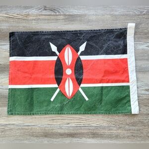 Vintage Pottery Barn Kids Kenya Flag 16x24 Inch Cotton Factory Distressed Africa